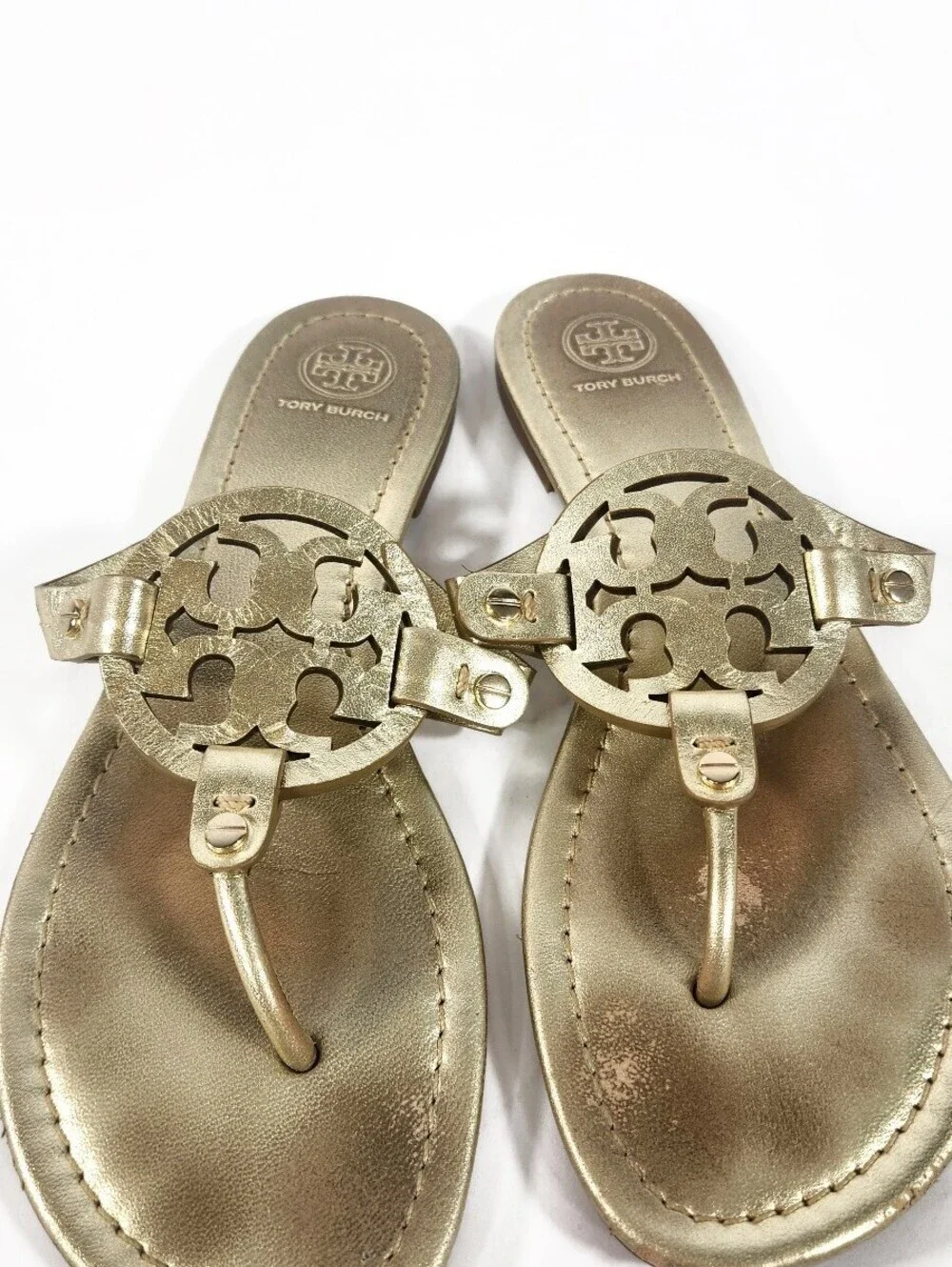 Tory Burch Gold Miller Sandals Size 8